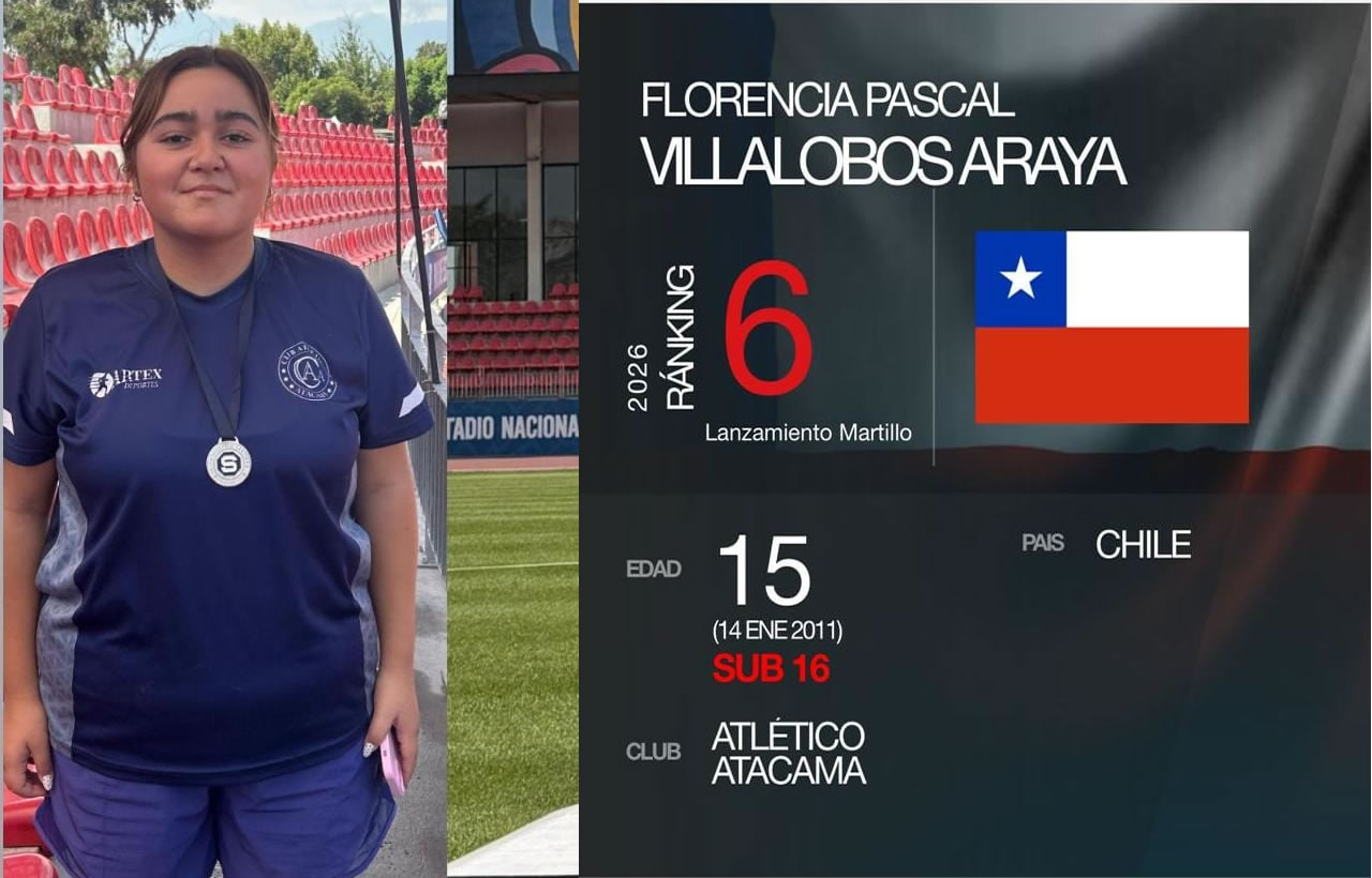Joven calderina lanzadora del martillo Florencia Villalobos obtiene segundo lugar en Torneo Mario Correa Letelier desarrollado en Santiago
