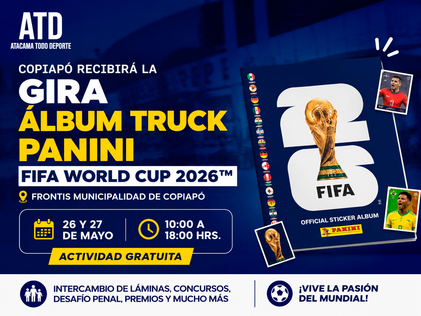 La fiebre mundialera llega a Copiapó: Álbum Truck Panini FIFA World Cup 2026 aterriza en el frontis de la Municipalidad