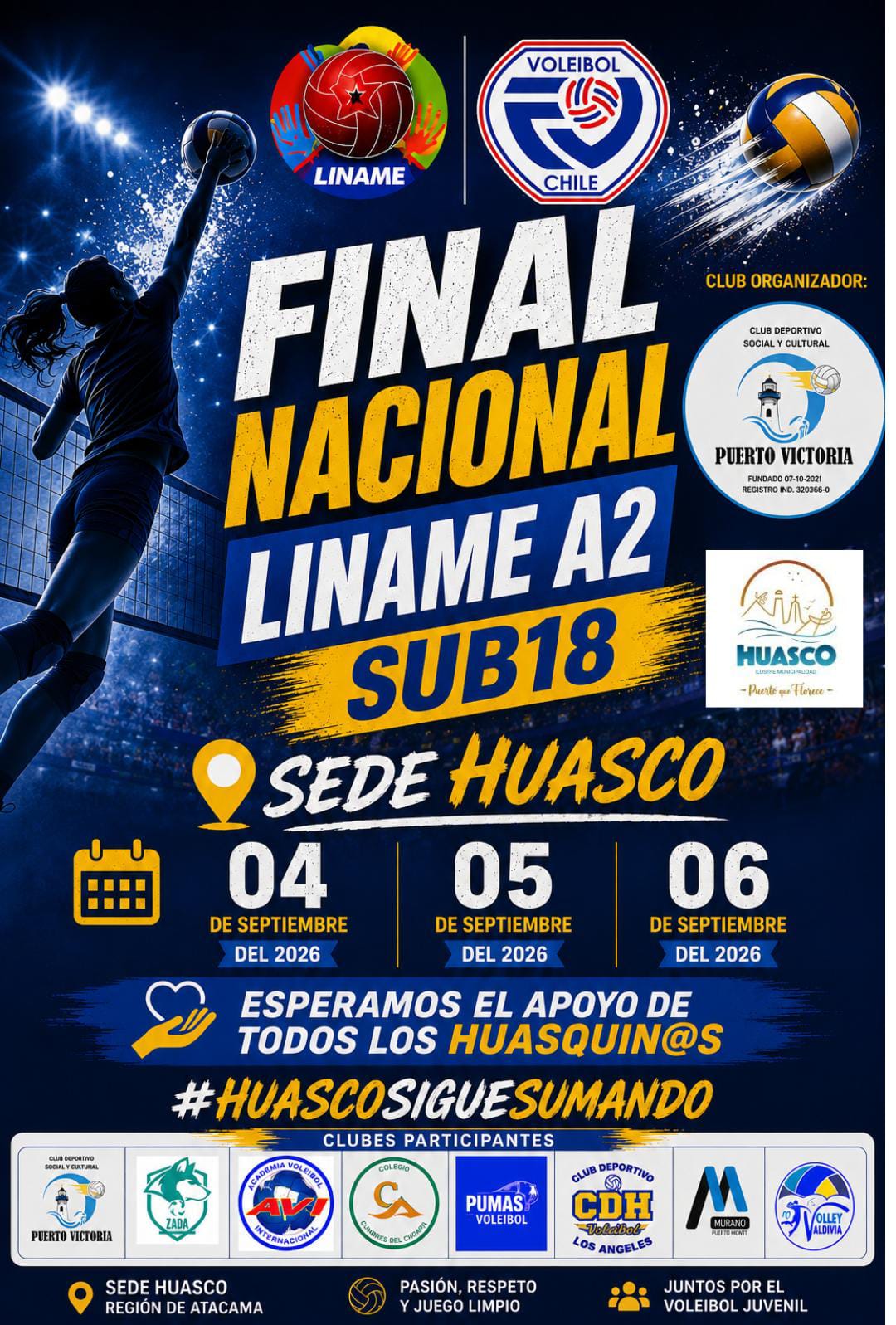 Huasco será sede de la Final Nacional LINAME A2 Sub 18 de Voleibol Femenino